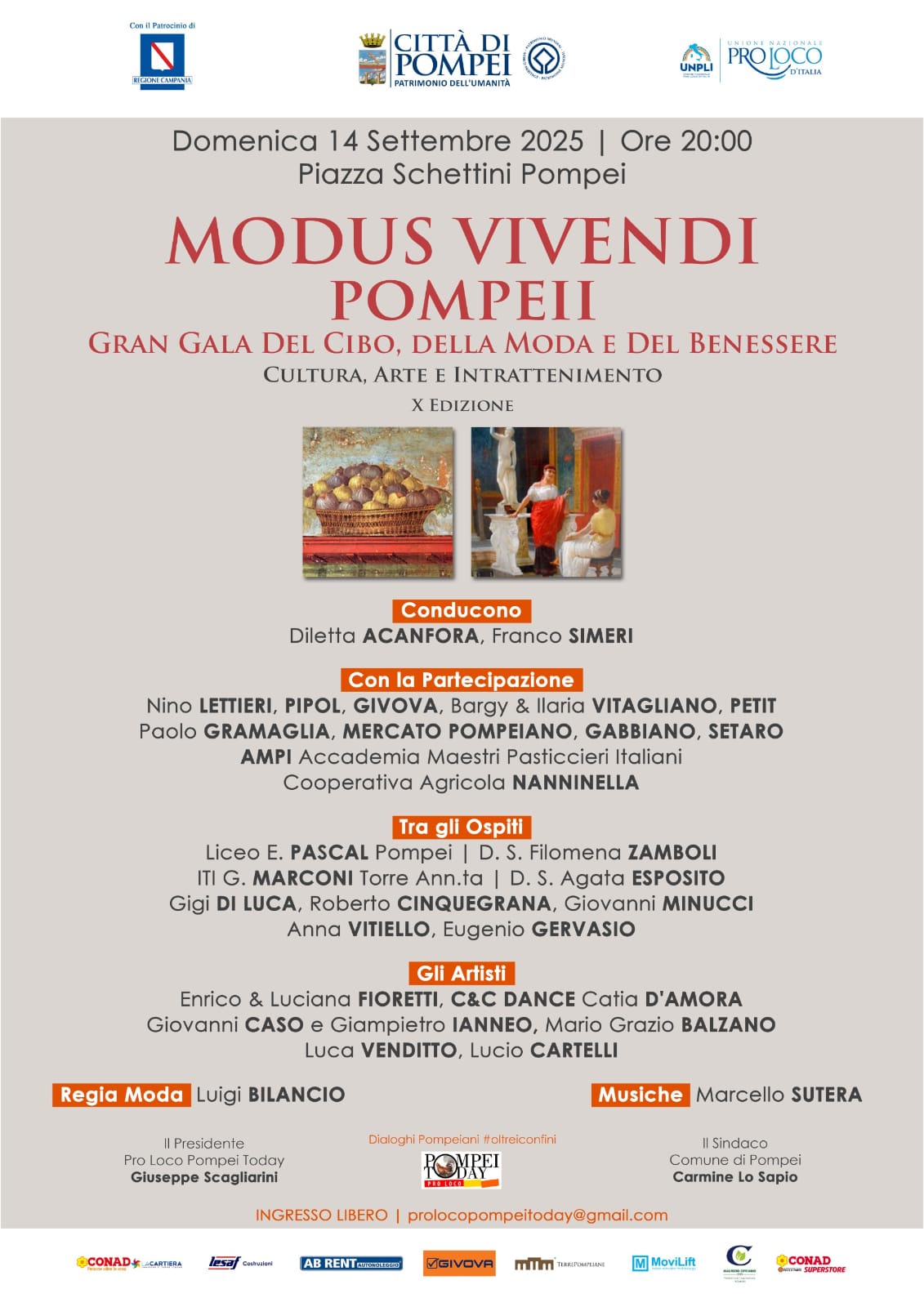MODUS VIVENDI POMPEII “Gran Gala del cibo, della moda e del benessere” – CULTURA, ARTE E INTRATTENIMENTO – X EDIZIONE