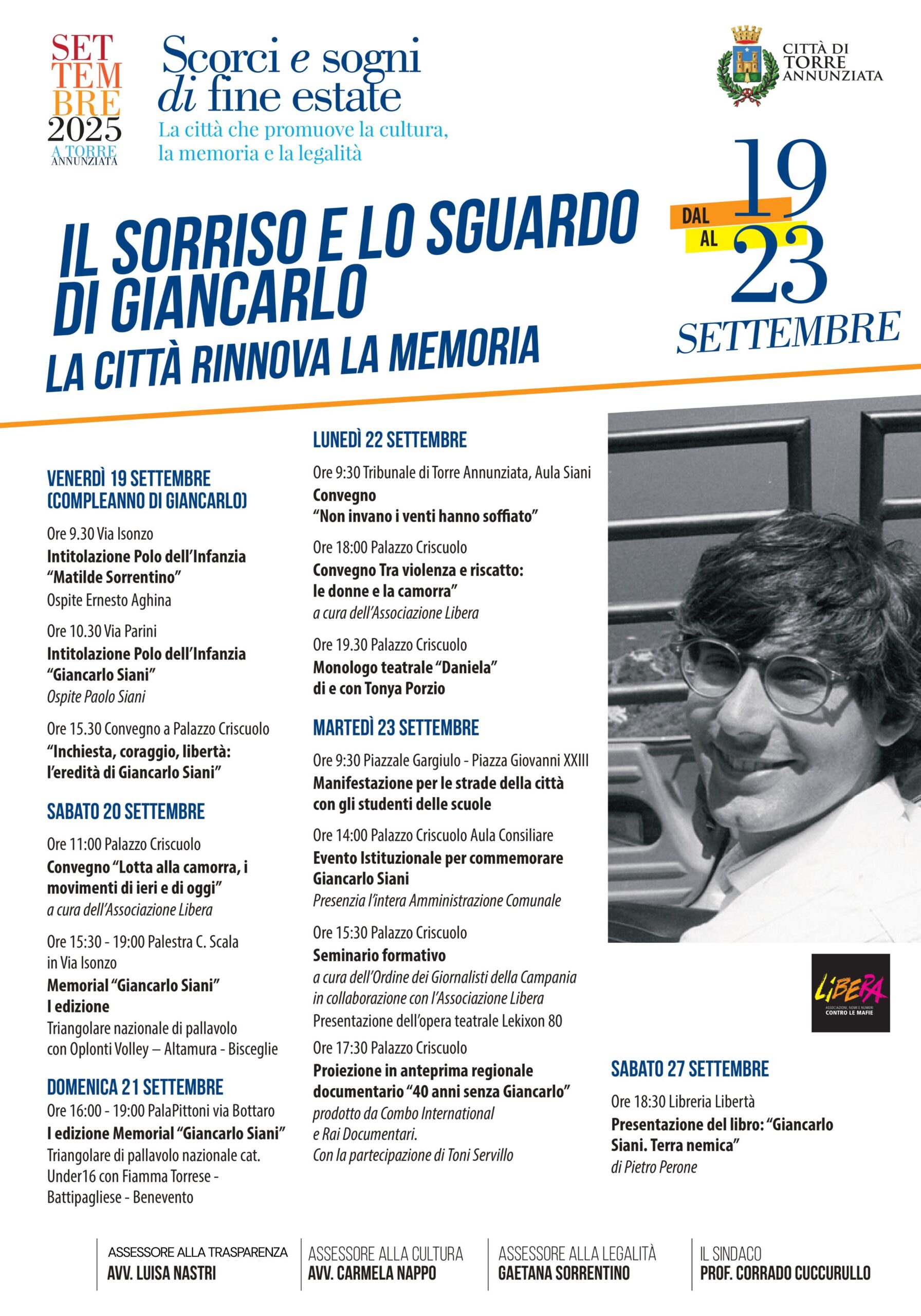 IL SORRISO E LO SGUARDO DI GIANCARLO – La città rinnova la memoria