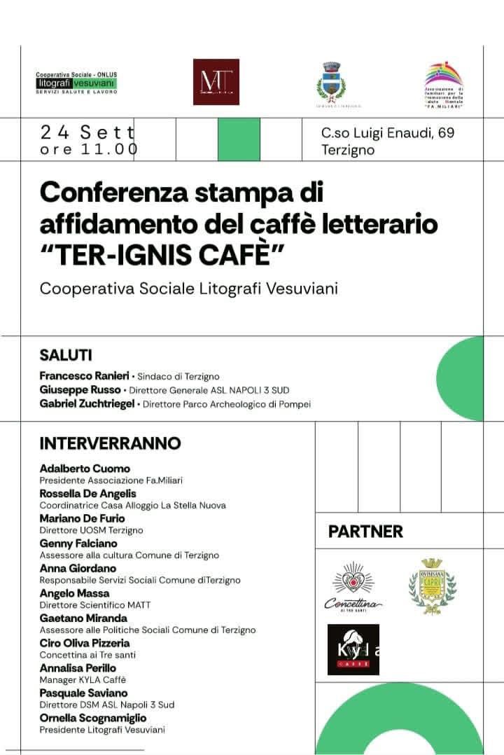 Conferenza stampa di affidamento del caffè letterario “TER-IGNIS CAFÈ”