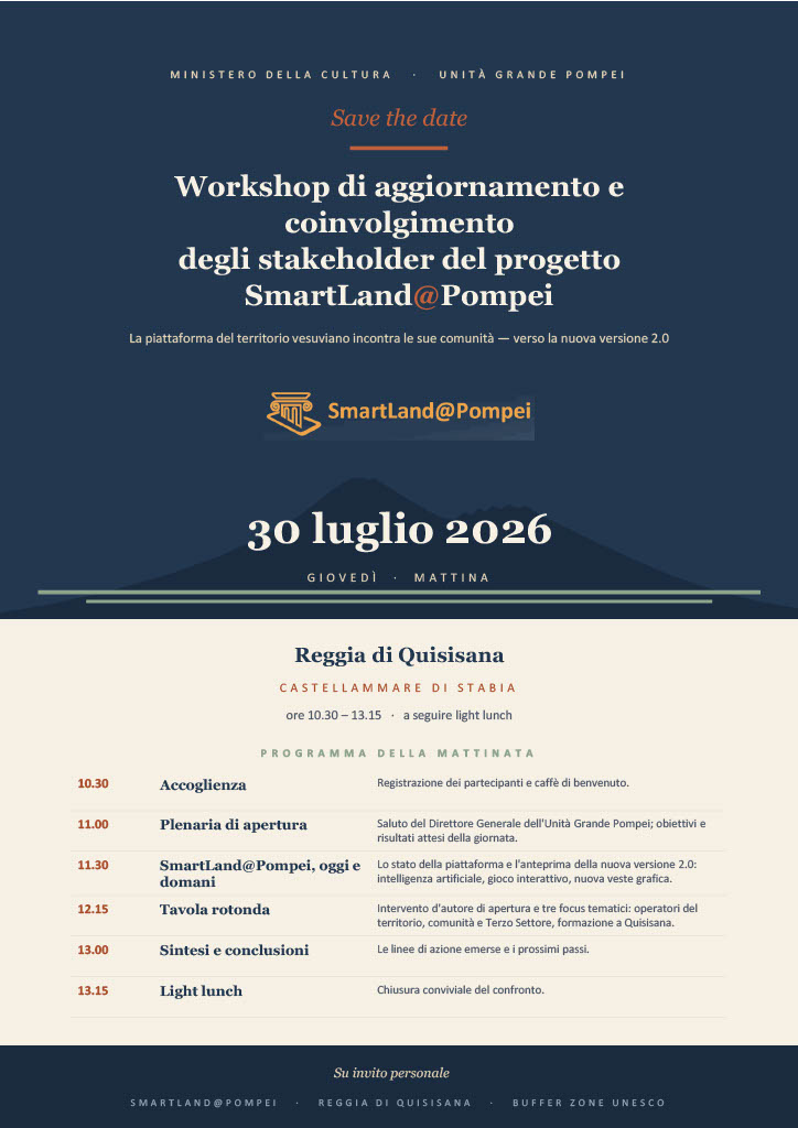 Workshop di aggiornamento e coinvolgimento degli stakeholder del progetto SmartLand@Pompei